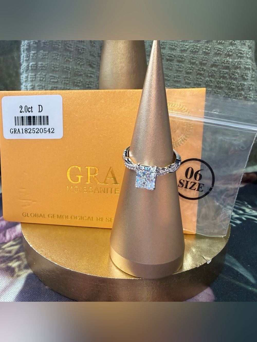 Moissanite Cushion-Cut Silver Engagement Ring - White